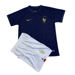 Дитяча футбольна форма Франції (2022-2023), Клуб, Дитяча, Короткий, 2022/2023, Домашня, Франція, Чиста спина, XXXS (16)