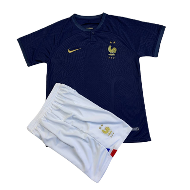 Дитяча футбольна форма Франції (2022-2023), Клуб, Дитяча, Короткий, 2022/2023, Домашня, Франція, Чиста спина, XXXS (16)